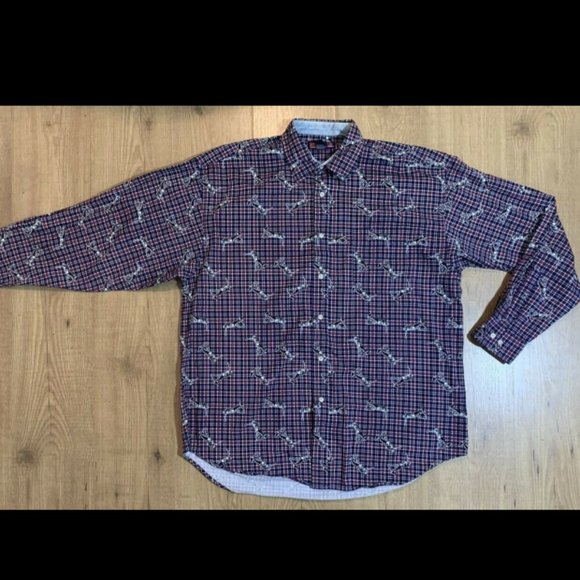 Vintage Pivot Rules L/S Cotton Flannel Button Shirt Mens XL Plaid Golf Graphic - Picture 1 of 4